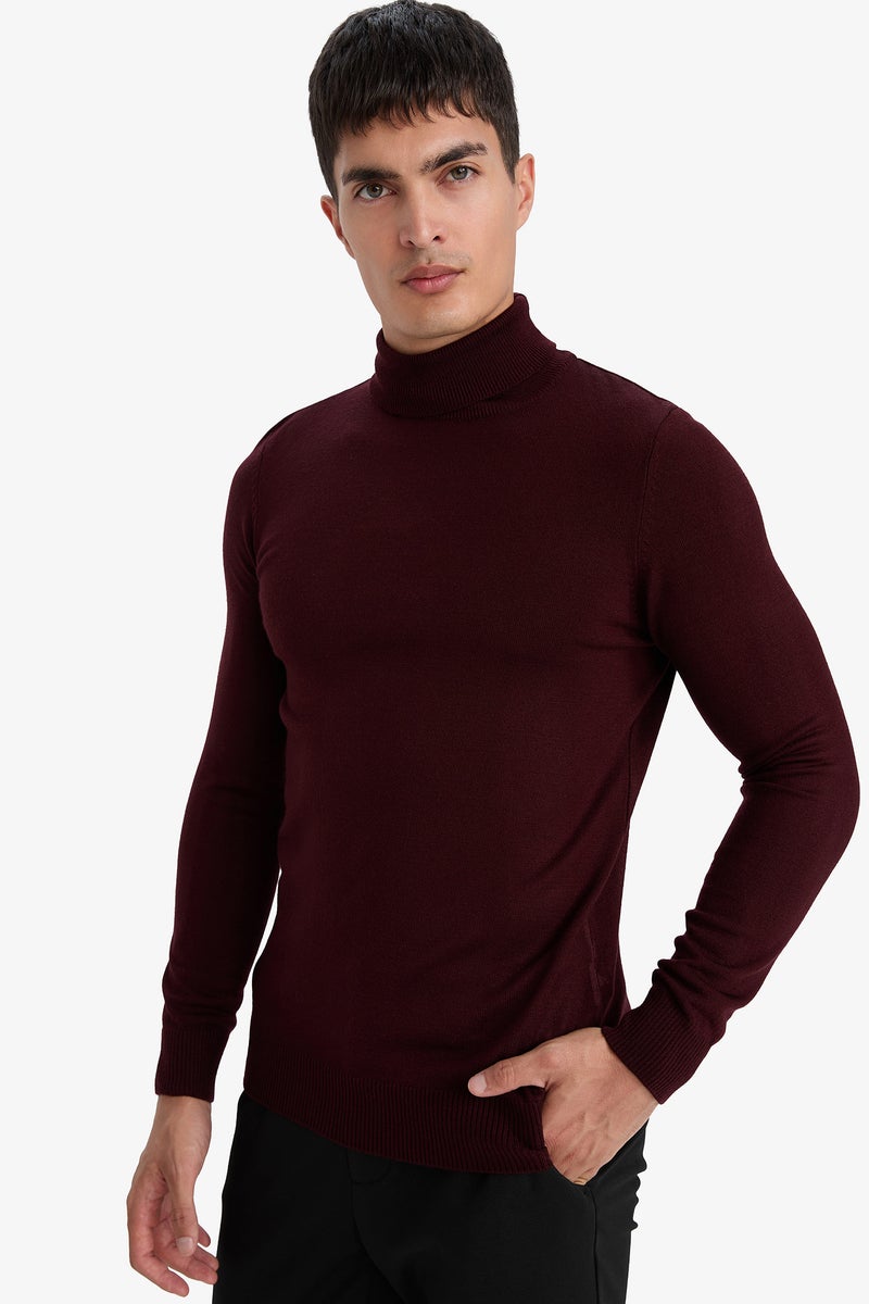 DeFacto Red Man Slim Fit Turtleneck Knitwear Pullover Casual - Image 3